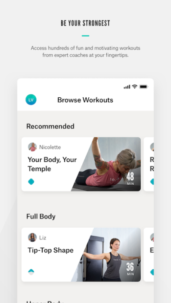 Browse workouts and programs in the Tonal mobile app.