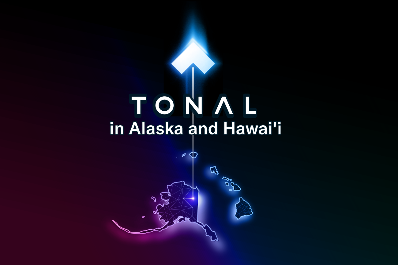 graphic with an outline of Alaska and Hawaii with Tonal's logo