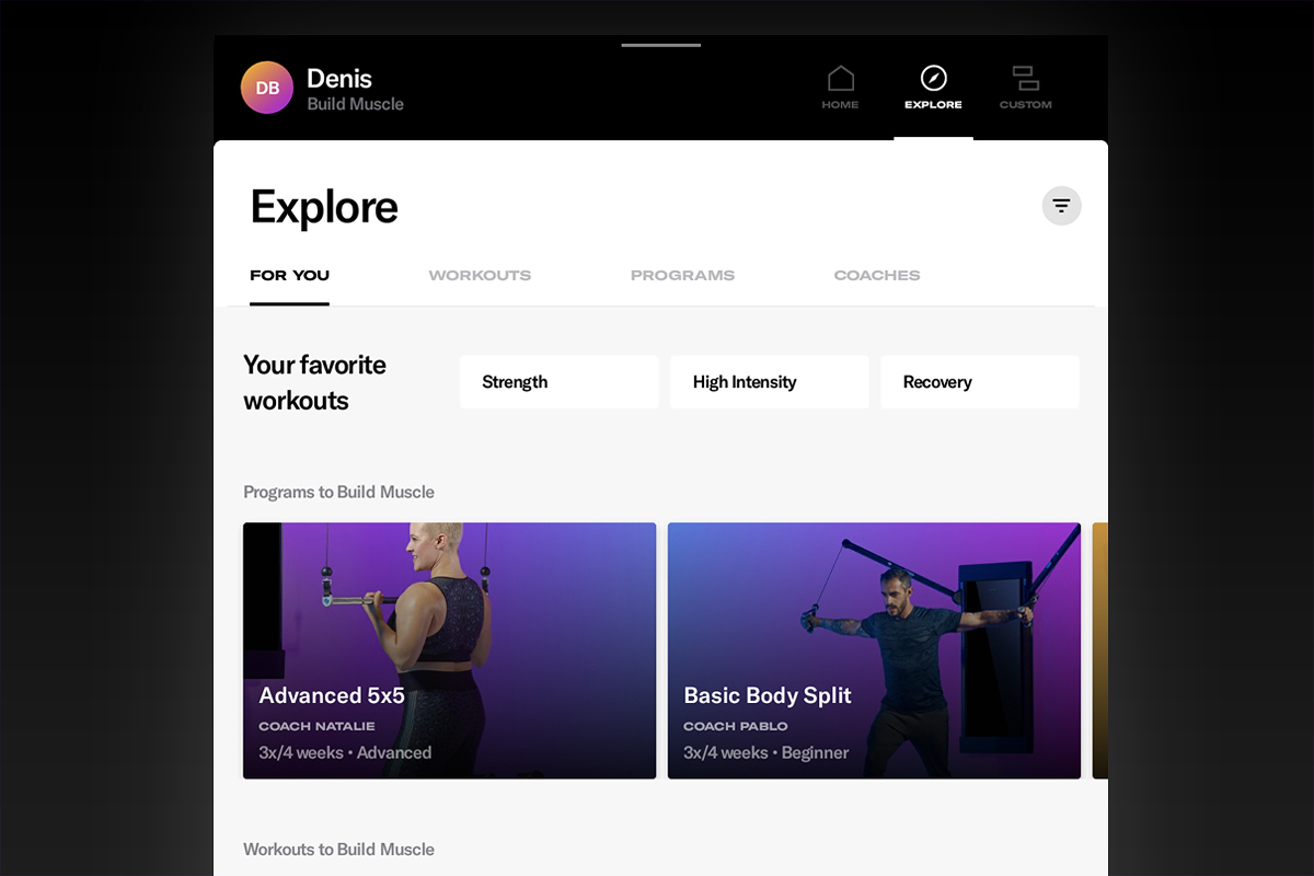 a UI of the tonal explore page