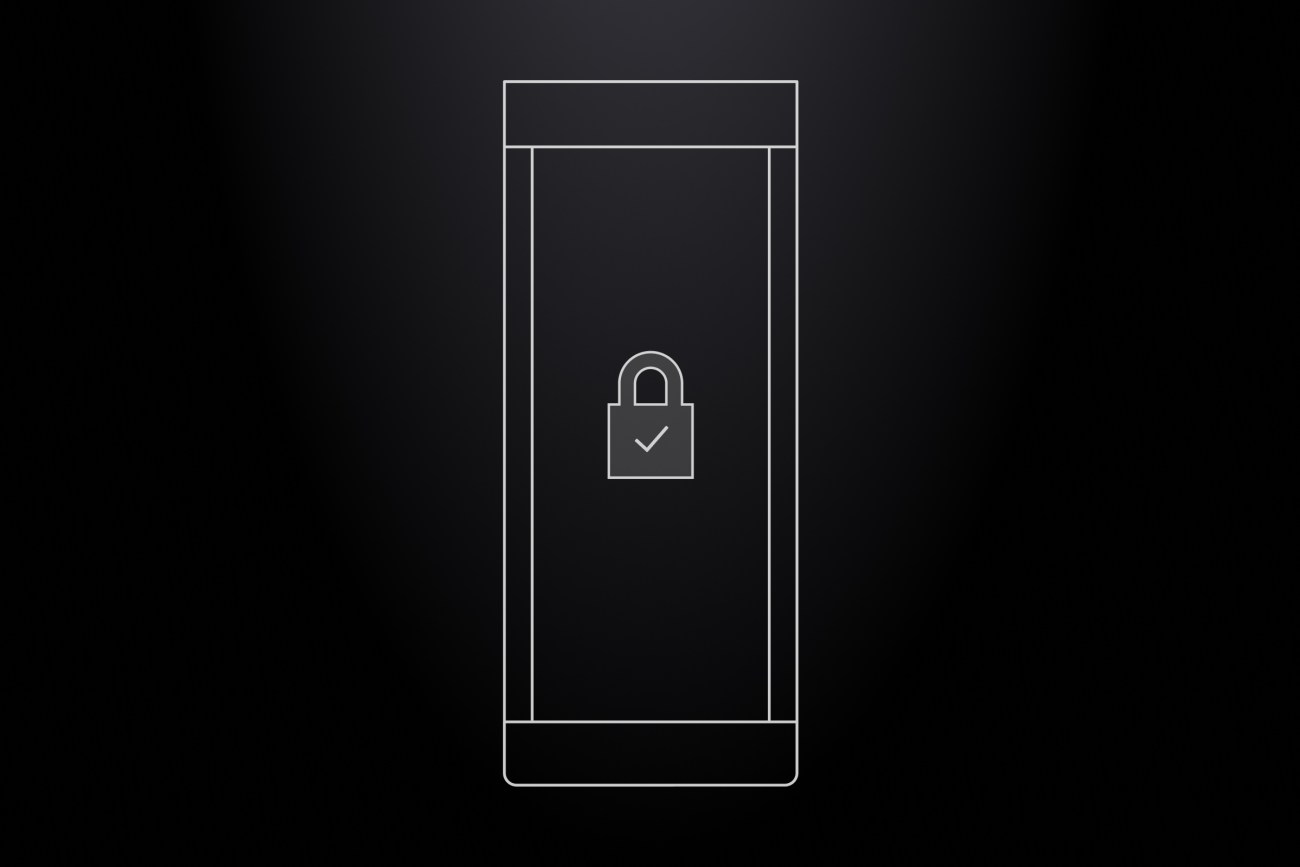 a black background with a graphic outline of a rectangle Tonal exercise machine and a padlock with the tick right in the middle of it
