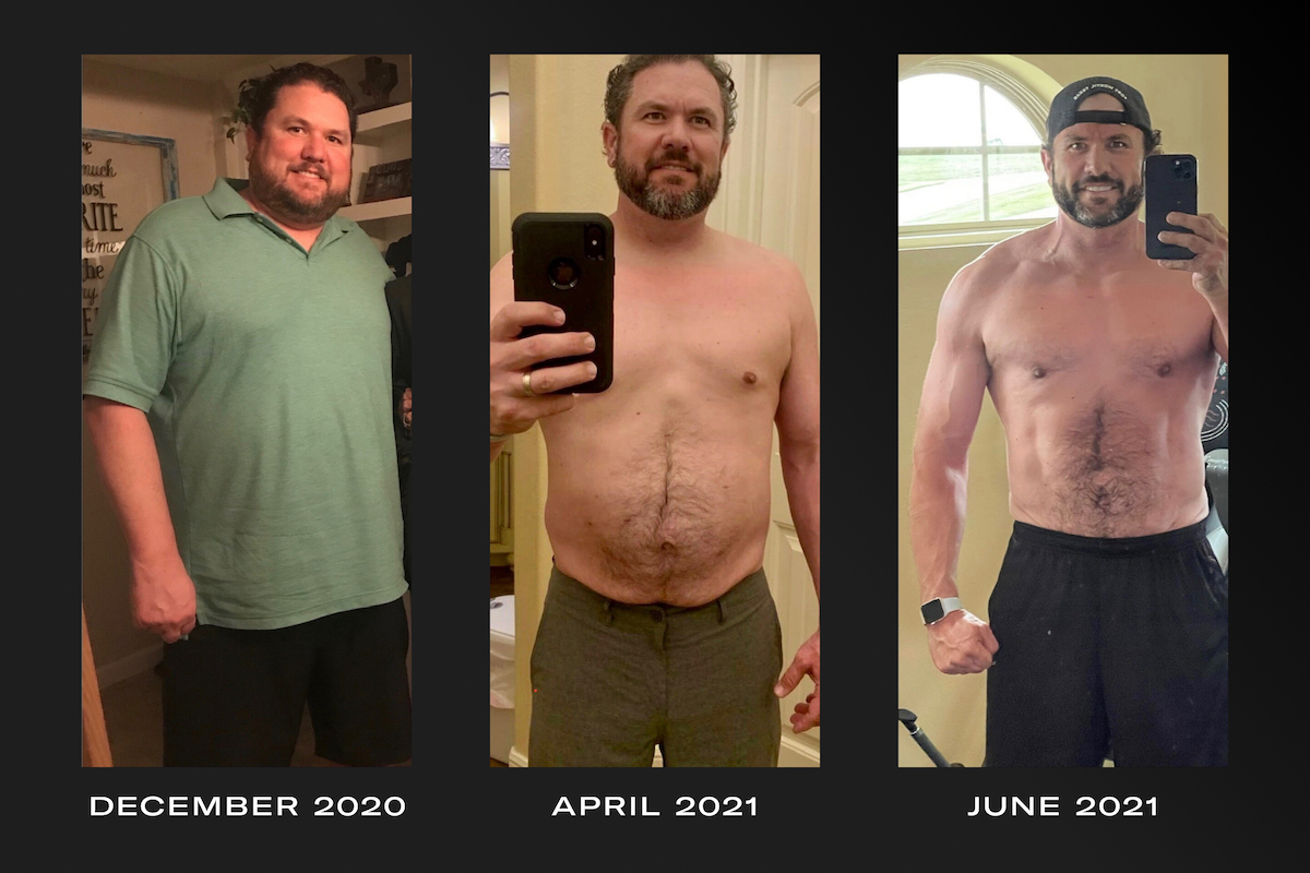 a series of images showing the transformation of a man over the course of two years