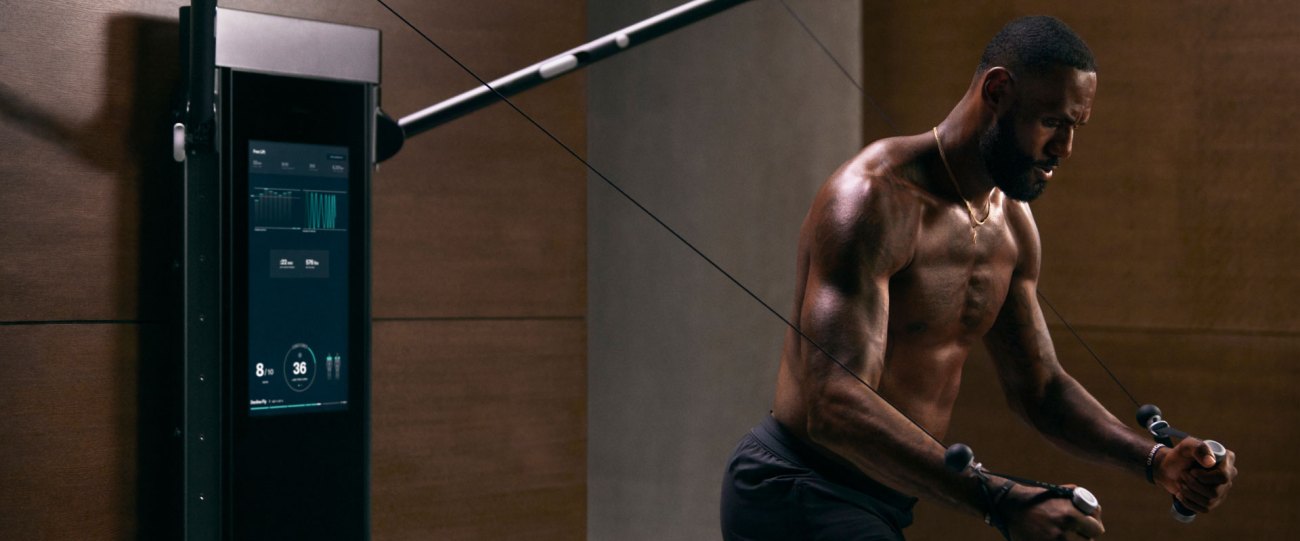 Photo of LeBron James working out on Tonal.