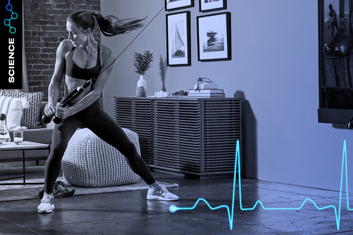 Image of woman performing HIIT on Tonal for benefits of HIIT for heart rate variability