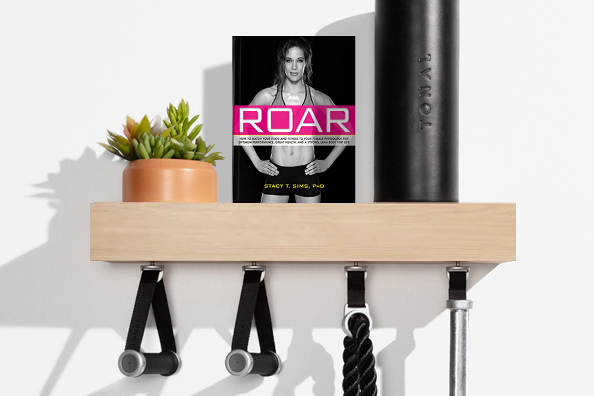Image of Roar by Stacy Sims sitting on Tonal accessories shelf.