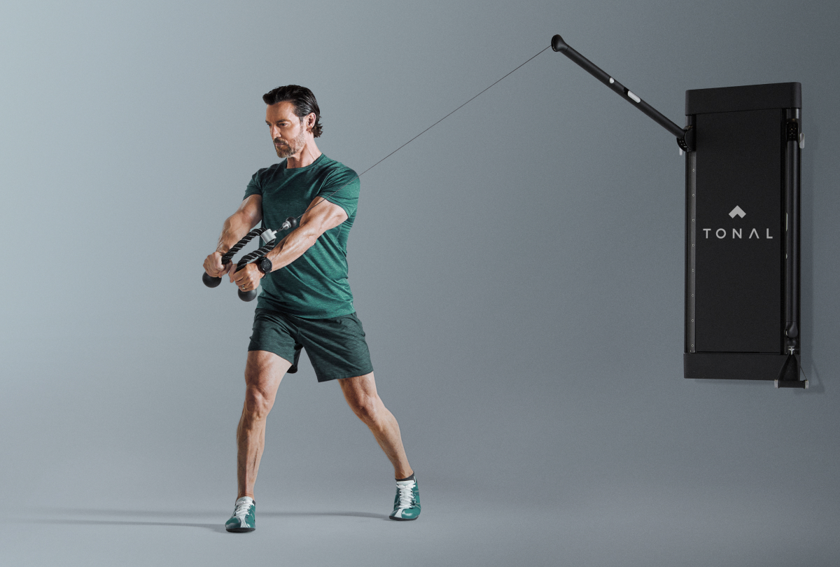 Tony Horton working out with Tonal for his new workout program. 