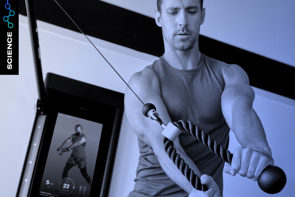 Image of man doing a rotational strength movement to build muscle mass, which is associated with lower Covid-19 risk.