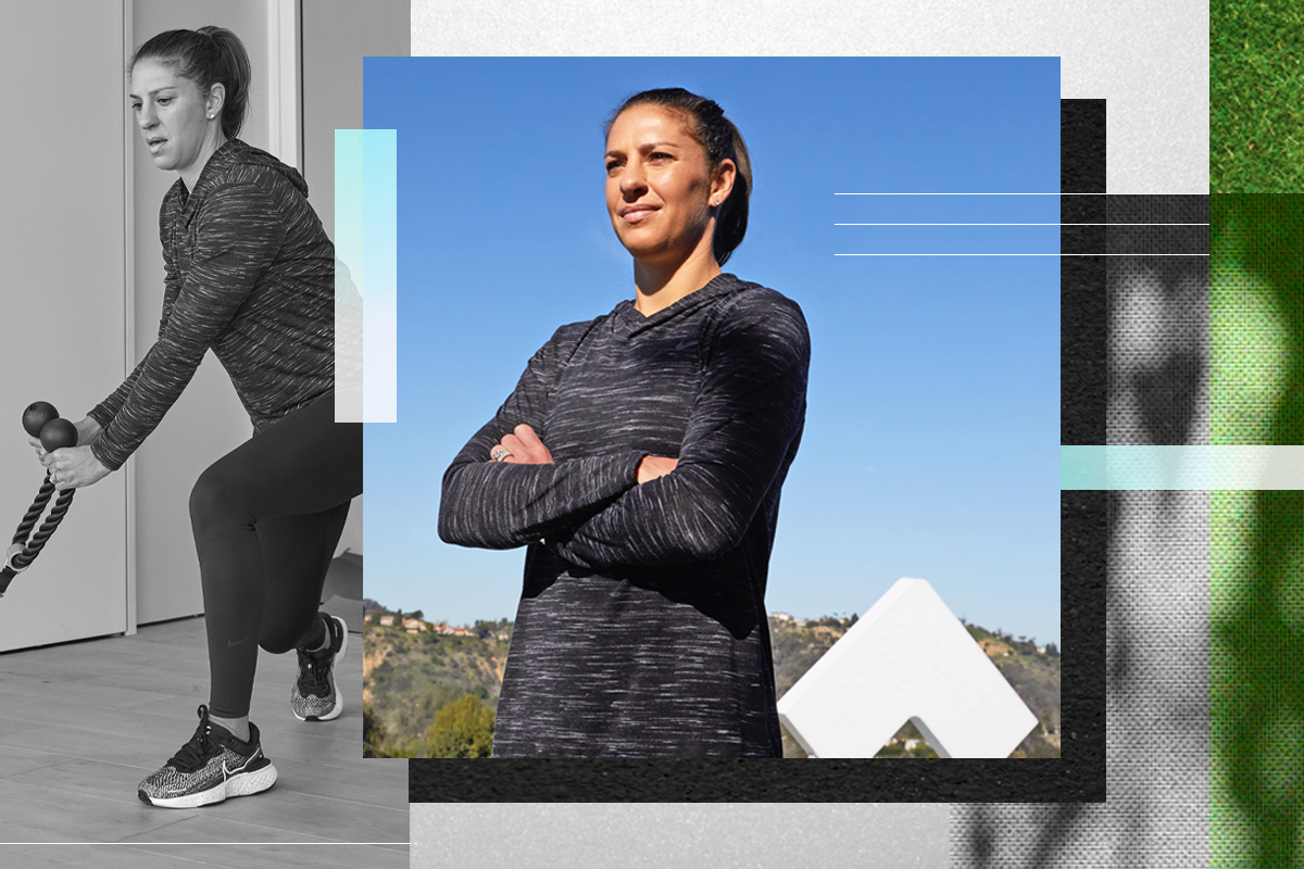 Composition of images of soccer player, Carli Lloyd on Tonal after retirement