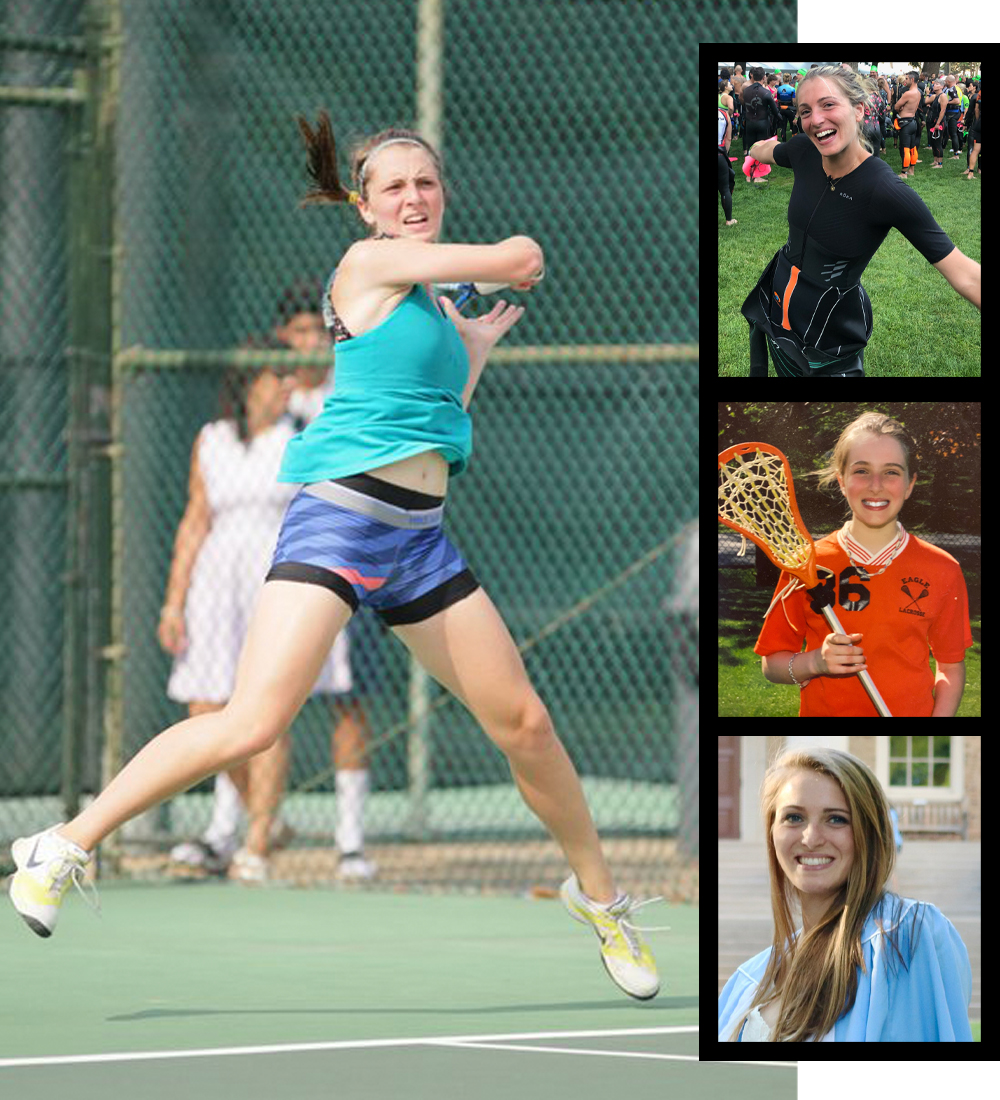 Collage of images of Kristina Centenari growing up and playing sports over the years.