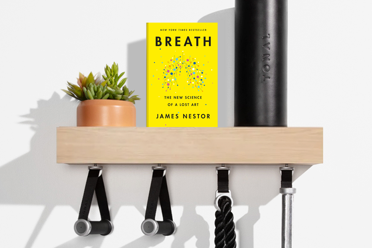 Breath by James Nestor on a Tonal accessory shelf