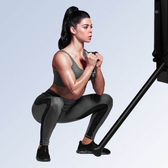 Goblet squat; knee-strengthening exercises at home on Tonal 