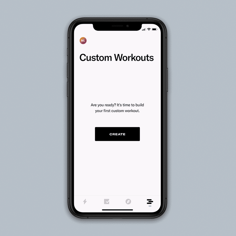 Animated gif of creating a custom strength training program on the Tonal app. 