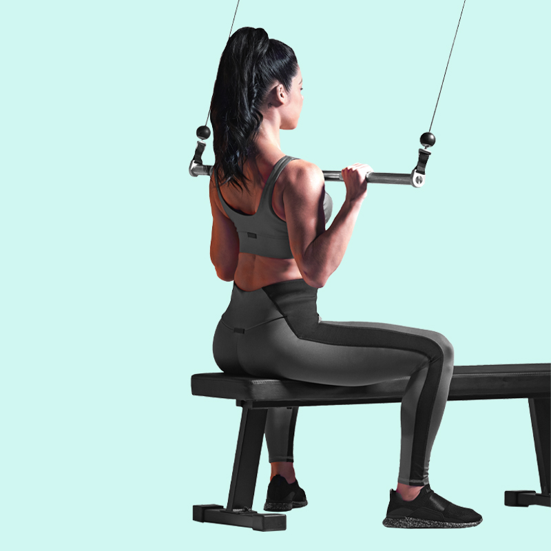 Barbell seated lat-pulldown on Tonal's Tonal's all-in-one home gym.