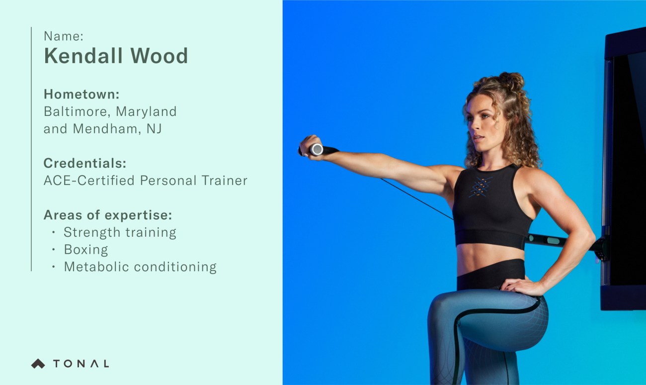 Name: Kendall Wood
Hometown: Baltimore, Maryland and Mendham, NJ
Credentials: ACE-Certified Personal Trainer
Areas of expertise: Strength training, boxing, metabolic conditioning